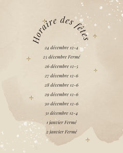 HORAIRE DES FÊTES