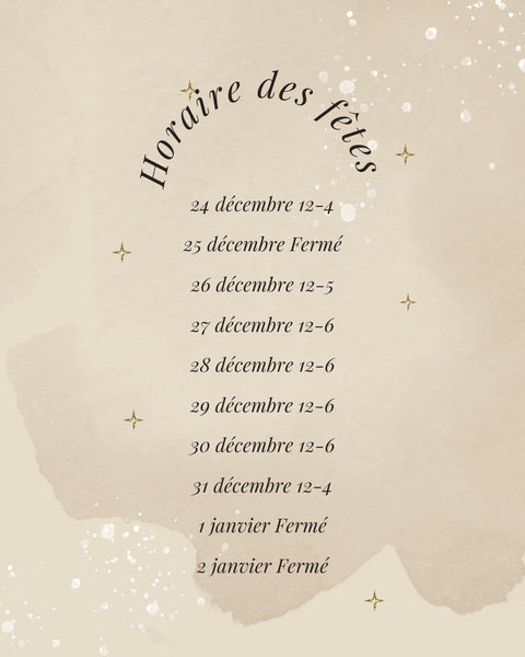 HORAIRE DES FÊTES