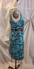 Robe tailleur turquoise et marron