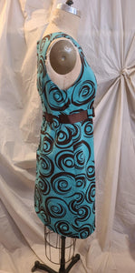 Robe tailleur turquoise et marron