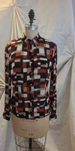 Blouse motifs rétro marron