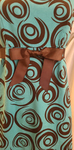 Robe tailleur turquoise et marron