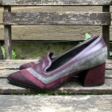 Chaussures à talon cuir et suède prune