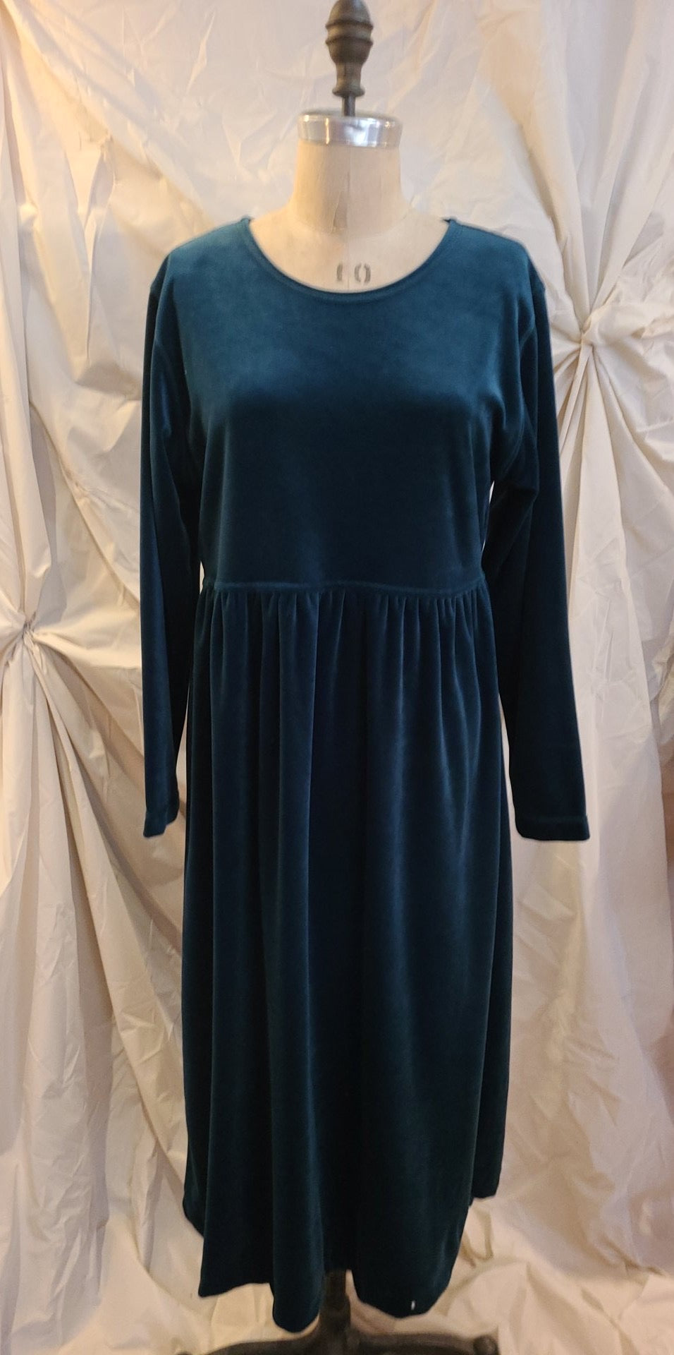 Robe longue velours vert forêt
