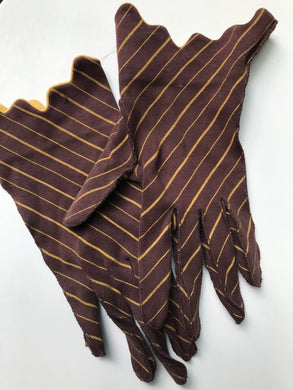 Gants marron rayures jaune