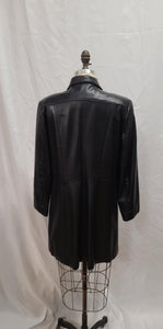 Manteau cuir noir mi-long