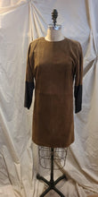 Robe suède et cuir marron
