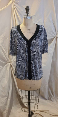 Blouse effet froissée noire et blanche