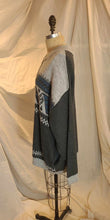 Cardigan gris et bleu
