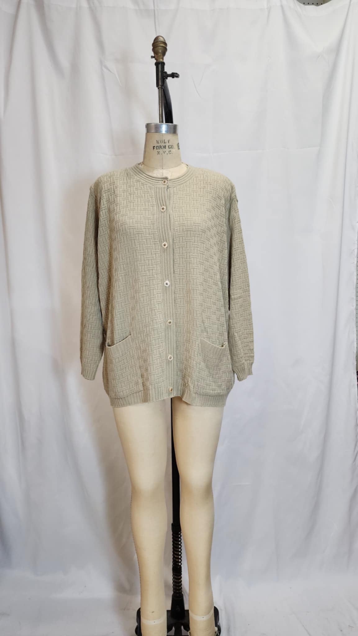 Cardigan tricot quadrillé beige Taille +