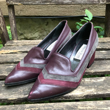 Chaussures à talon cuir et suède prune