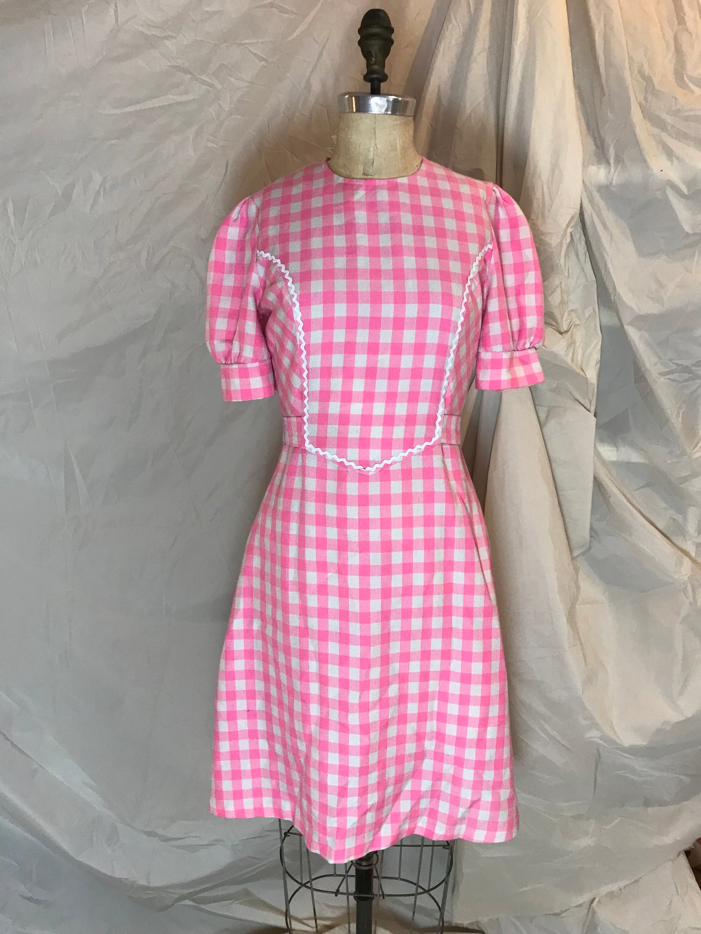 Robe carreaux rose/blanc