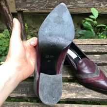 Chaussures à talon cuir et suède prune