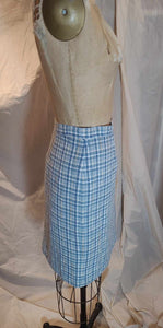 Jupe tailleur tweed bleu poudre