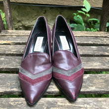 Chaussures à talon cuir et suède prune