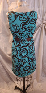 Robe tailleur turquoise et marron