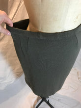 Jupe droite en laine kaki