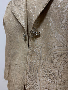 Ensemble tailleur robe et veston beige métallique