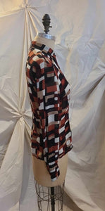 Blouse motifs rétro marron