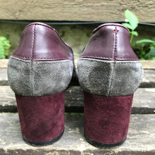 Chaussures à talon cuir et suède prune