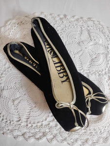 Ballerines velours noir boucles dorées