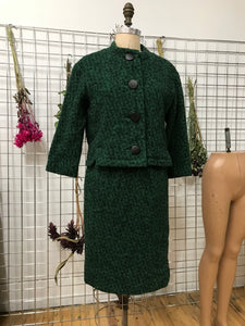 Veste tailleur vert en tweed