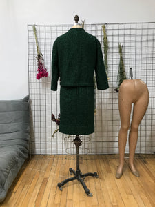 Veste tailleur vert en tweed