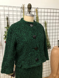 Veste tailleur vert en tweed
