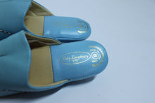 Pantoufles cuir bleu poudre