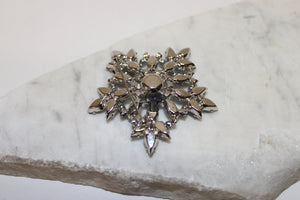 Broche Flocon en strass bleu 2 tons