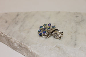 Broche Bouquet en strass bleu