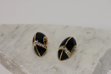 Boucles d'oreilles en émail bleu et noir