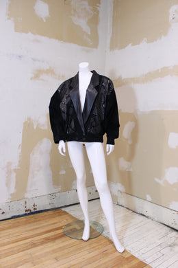 Veste de suède et cuir noire