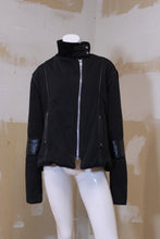 Manteau court noir col cheminé