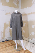 Manteau sergé de laine gris chambray