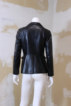 Veston de cuir noir style seventies