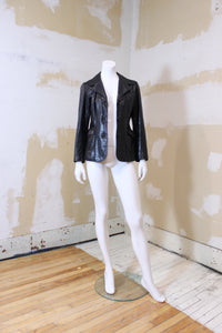 Veston de cuir noir style seventies