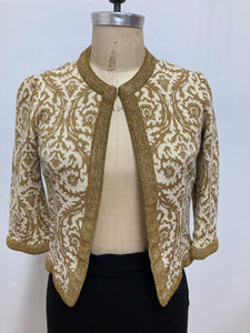 Cardigan motifs tapisserie dorée