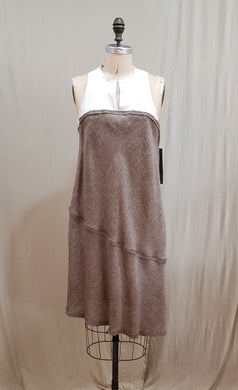 Robe sans manche en lin et cuir
