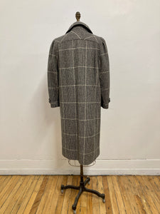 Manteau de laine carreauté noir et blanc