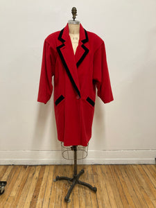 Manteau de laine rouge et noir