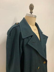 Trench coat en laine vert foncé