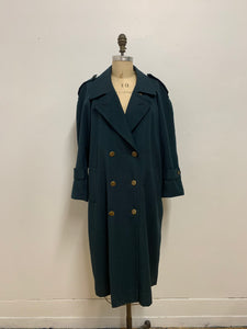 Trench coat en laine vert foncé