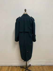 Trench coat en laine vert foncé