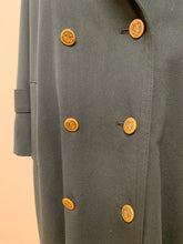 Trench coat en laine vert foncé