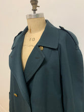 Trench coat en laine vert foncé