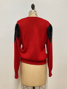 Tricot rouge et noir vintage