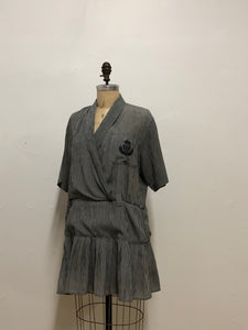 Robe chemise à motifs Vichy noire