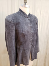 Veste de cuir brossé gris foncé