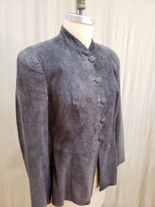 Veste de cuir brossé gris foncé